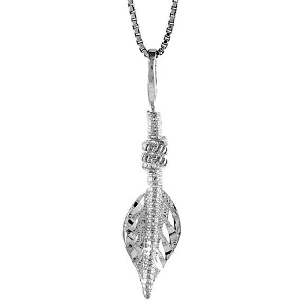 Sterling Silver Feather Pendant Necklace 2pc 16"